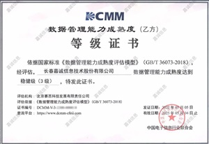 DCMM數(shù)據(jù)管理能力成熟度等級(jí)證書